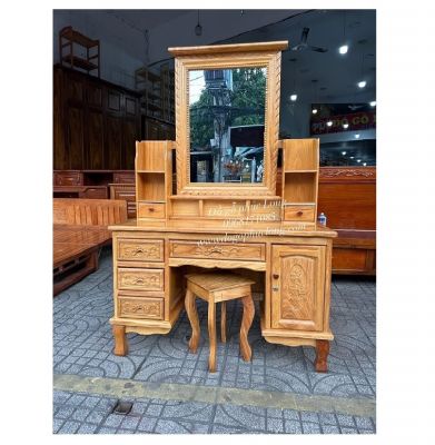 Bàn trang điểm gỗ Gõ Đỏ cao cấp mẫu gương Vuông