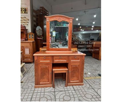 Bàn trang điểm gỗ Hương Đá 1m1_Mẫu gương nữ hoàng