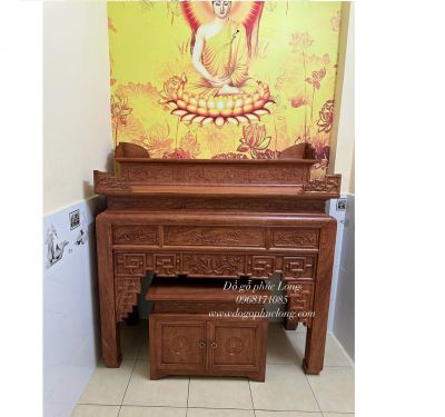 Bàn thờ gỗ Hương Đá trạm sen 1m53cm