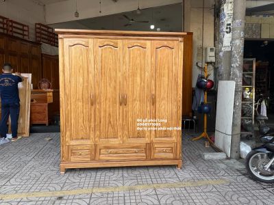 Tủ áo 4 cánh gỗ Hương Xám mẫu cánh vòm
