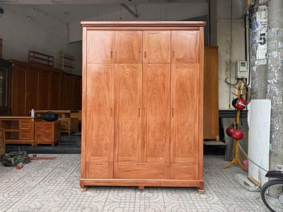 Tủ áo 4 cánh gỗ Hương Đá mẫu tủ cao 2m50cm