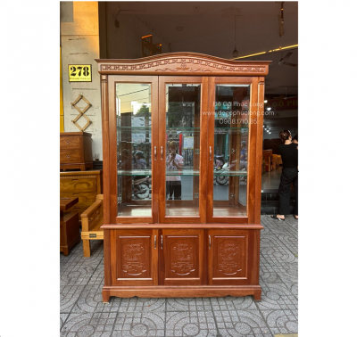 Tủ rượu trưng bày Gỗ Xoan Đào cao cấp 1m4