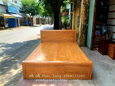 Giường gỗ Gõ Đỏ Phản Liền _ Mẫu Chỉ Hoa