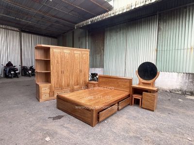 Combo phòng ngủ gỗ Hương Xám - Mẫu tủ góc