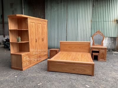 Combo phòng ngủ gỗ Gõ Đỏ _ mẫu tủ góc