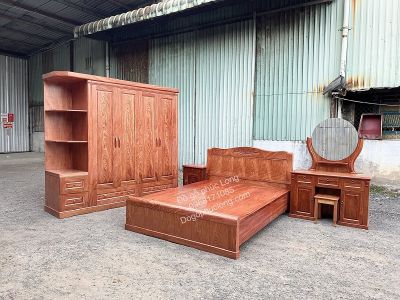 Combo phòng ngủ gỗ Hương Đá _ mẫu tủ góc 4 cánh