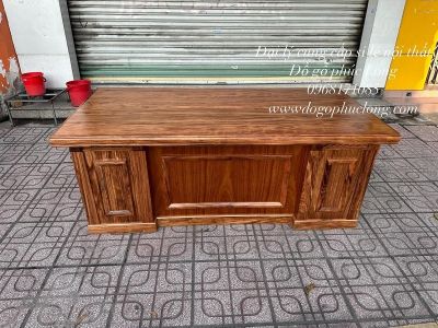 Bàn Làm Việc Giám Đốc Gỗ Hương Xám 1m8_Mẫu Bắt Chỉ Hiện Đại