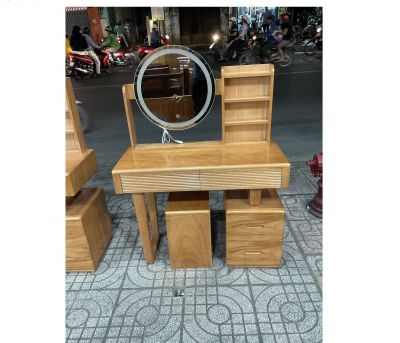 Bàn trang điểm gỗ Gõ Đỏ 1m - Gương đèn led