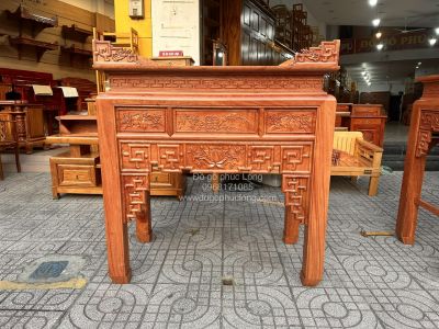 Bàn thờ gỗ Hương Đá 1m27cm trạm Sen cao cấp
