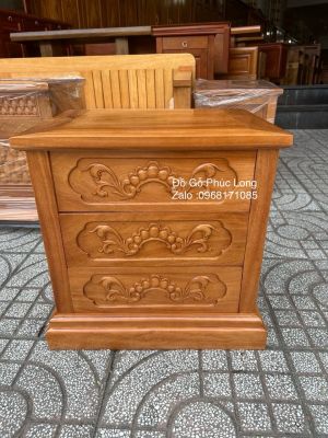 Tủ đầu giường gỗ Gõ Đỏ mẫu 3 ngăn kéo