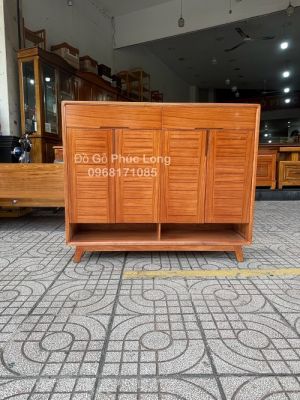 Tủ giày dép 4 cánh gỗ Gõ Đỏ hiện đại