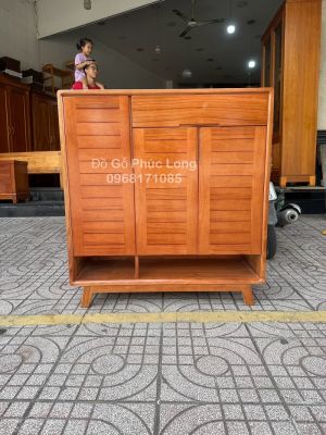 Tủ giày dép 3 cánh gỗ Gõ Đỏ hiện đại